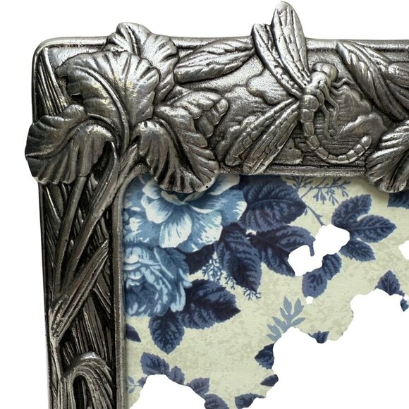 Vintage Arthur Court Frame Dragonflies Iris Metal 1987 7.5"h Art Nouveau Style - Picture 2 of 9